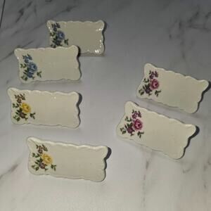 Shafford Japan Floral Porcelain Place Card Name Plate Menu Boards Boxed Set of 6